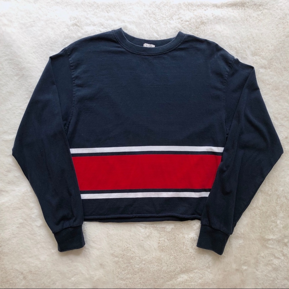 Brandy Melville Dark Blue Striped Long-Sleeve Top